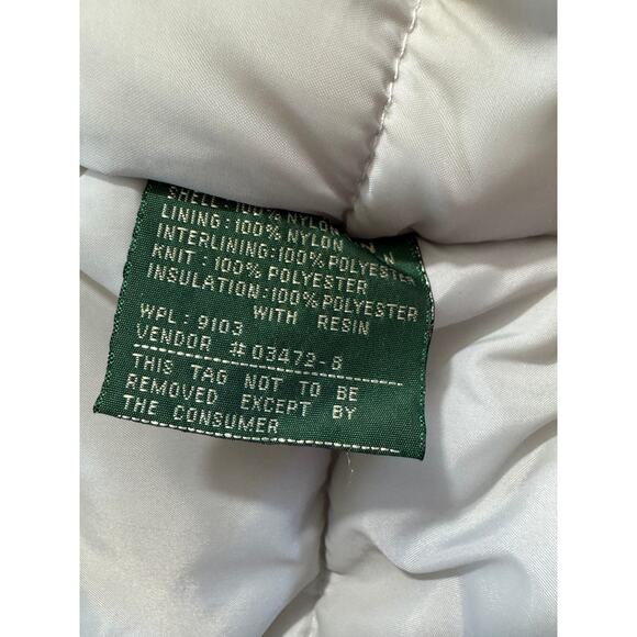 Quail Run Vintage Puffer Coat – Beige with Red and Navy Stripe – Size Medium - Picture 14 of 16